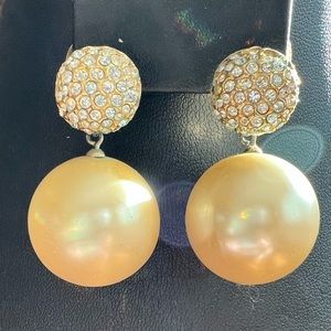 Vintage Faux pearl and crystal earrings